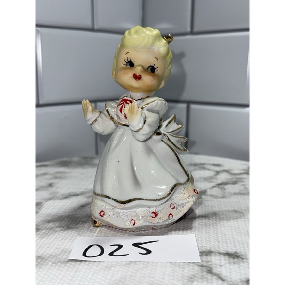 Lefton Dresses & Skirts - vintage Lefton Shopper Girl Figurine Blonde White Dress Japan